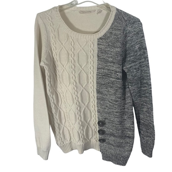 Soft Surroundings Women's Size Small Cream Black Pull over Long Sleeve Sweater - Picture 1 of 10